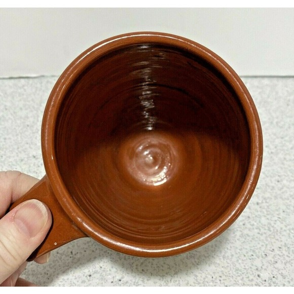 Pritchett & Shelby 1991 Art Pottery Mug redware colorful whimsical fish w/FLAW - Picture 9 of 11